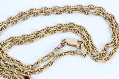 Lot 281 - 9ct gold gem set jointed teddy bear pendant on 9ct gold chain