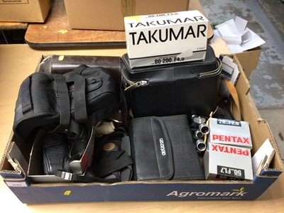 Lot 2167 - Voigtlander camera, Pentax camera and sundry cameras, lenses, binoculars and accessories