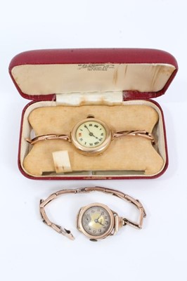 Lot 287 - Two vintage gold wristwatches