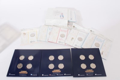 Lot 512 - G.B. The Royal Mint Beatrix Potter Brilliant uncirculated cupro-nickel 50p flatpack five coin collection 2016 (N.B. includes Jemima Puddleduck), coin collecting pack and five others (11 coin flatpa...