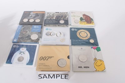 Lot 513 - G.B. The Royal Mint Brilliant uncirculated cupro-nickel coin packs to include examples from the 'Treasure of Life' series, 'Shaken Not Stirred 007', Paddington, The Snowman, The gruffalo and others...