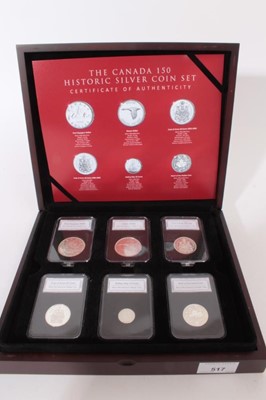 Lot 517 - Canada - Mixed silver coins to include '150 Historic' six coin set and other fine silver issues (total 16 coins)