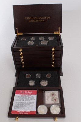 Lot 531 - Canada - An eight drawer cabinet containing 'Canadian coins of World War II' to include Silver & Base Metal issues (qty)