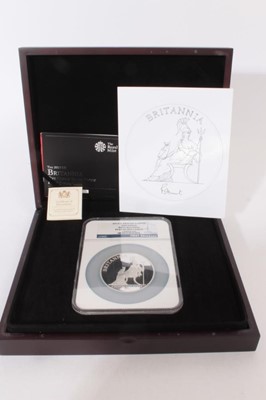 Lot 535 - G.B. - The Royal Mint Britannia 5oz Silver proof - first strike £10 coin 2013 (cased with Certificate of Authenticity) (1 coin)