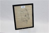 Lot 1297 - Louis Wain (1860 - 1939), pencil - young dog,...