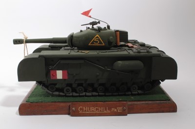 Lot 118 - Scratch built wooden model of a Churchill Mk VI tank