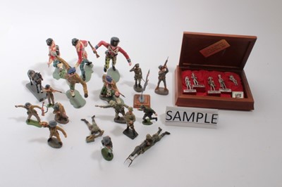 Lot 1655 - Selection of plastic and lead model soldiers, various scales including Elastolin, Marx and others (qty)