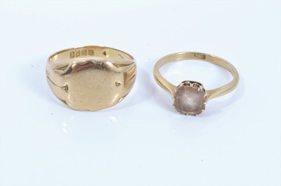 Lot 303 - 18ct gold gem set ring and 18ct gold signet ring