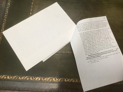 Lot 1390 - Alan Bennett interest - typed and annotated transcript of his eulogy for Russell Harty