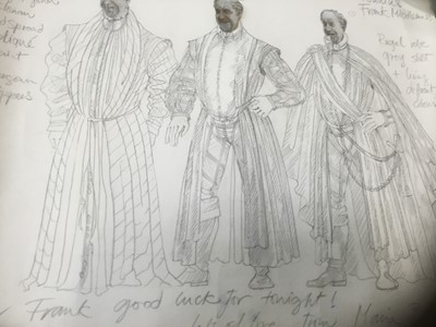 Lot 1392 - Maria Björnson (1949-2002) original costume design for Hamlet, two further costume designs including one for To serve all our days