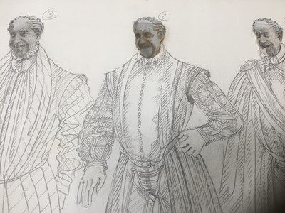 Lot 1392 - Maria Björnson (1949-2002) original costume design for Hamlet, two further costume designs including one for To serve all our days