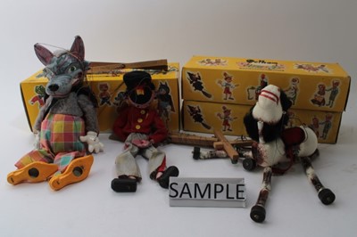 Lot 1721 - Six Boxed Pelham Puppets, SL Mickey Mouse, Goldilocks, Horse, Wolf, Fritzi and Bengo.