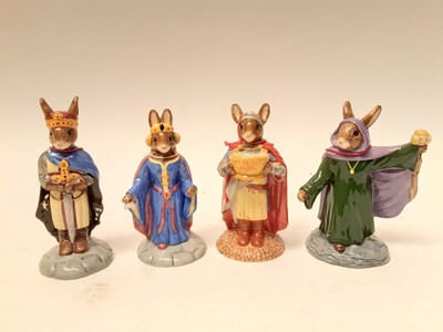 Lot 1152 - Seven Royal Doulton Bunnykins The Arthurian Legends Collection figures - King Arthur, Sir Gawain, Queen Guinevere x 2, Sir Galahad, Merlin and Sir Lancelot, all unboxed