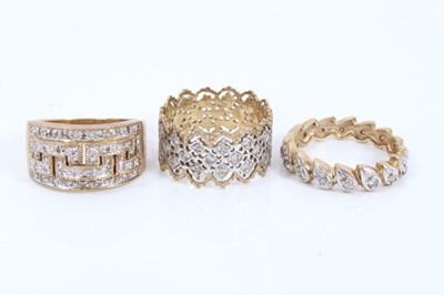 Lot 337 - Three 9ct gold diamond set rings