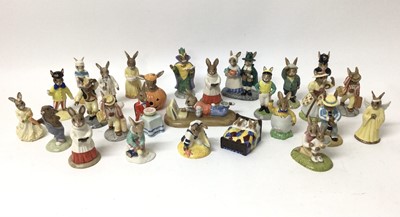 Lot 1157 - Twenty-seven Royal Doulton Bunnykins figures - On Line, Halloween, Happy Birthday, Clarinet Player, Mystic, Mother, Girl Skater, Choir Singer, Bridesmaid, Doctor, Bogey, Policeman, 60th Anniversary...