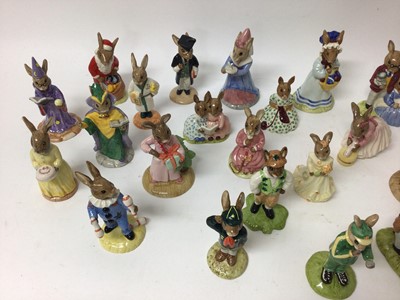Lot 1158 - Twenty-seven Royal Doulton Bunnykins figures - Bridesmaid, Father Mother & Victoria, Irishman, Juggler, 60th Anniversary, Banjo Player, Welsh Lady, Stop Watch, Mystic, Schoolmaster, Polly, Be Prepa...