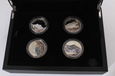 Lot 544 - G.B. - The Royal Mint Silver Proof four coin set with colour 'A Portrait of Britain - celebrating British landmarks II' 208 (cased with certificate of authenticity) (1 coin set)