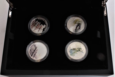 Lot 545 - G.B. - The Royal Mint Silver Proof four coin set wth colour 'A Portrait of Britain -celebrating British Landmarks III' 2017 (cased with certificate of authenticity) (1 coin set)