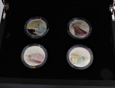 Lot 546 - G.B. - The Royal Mint Silver Proof four coin set with colour 'A Portrait of Britain - Celebrating British Landmarks IV' 2018 (cased with certificate of authenticity) (1coin set)