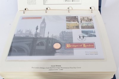 Lot 551 - G.B. - Westminster issued mixed coin covers 'The British Isles coin cover collection' to include Elizabeth II gold half sovereign 2002, seventeen silver coin covers and three cupro-nickel (all with...