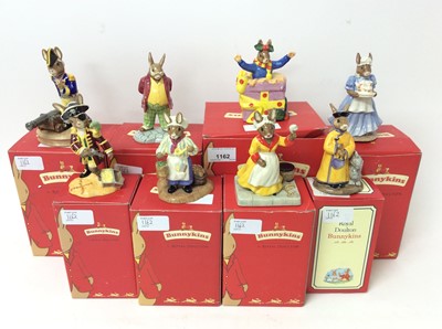 Lot 1162 - Eight Royal Doulton Bunnykins figures some limited edition - Ships Captain, Ships Cook, Captain's Wife, Pirate, Father, Christmas Surprise and Mother, all boxed