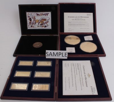 Lot 554 - World - Westminster issued medallion sets (NB mostly gold plated and coloured) to include 'London Buses' 12 medallion 'Numisproof Collection' 2017, 'The Platinum Wedding Anniversary' 12 medallion s...