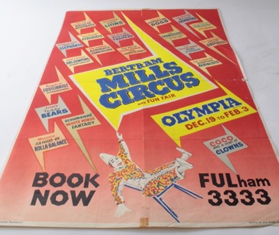 Lot 1348 - Circus Poster Early 1960'2 Bertram Mills Circus and Fun Fair.