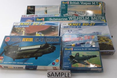 Lot 1718 - Selection of unconstructed model kits by various manufacturers to include Revell, Airfix, Pegasus etc in original boxes  (4 boxes)