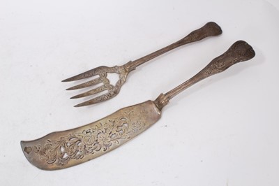 Lot 413 - Pair Victorian Kings Pattern with Diamond Heel fish servers.