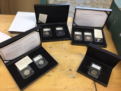 Lot 574 - World - mixed coins and coin sets contained in two boxes to include GB George III 'Cartwheel' two coin set 1797, Channel Isles 'The centenary of the First World War' three coin five pounds/one crow...