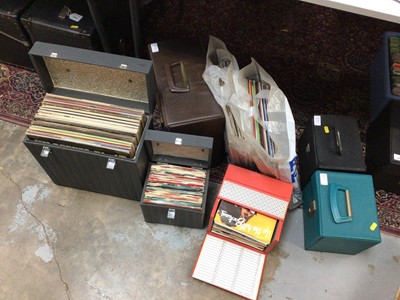 Lot 2077 - Two cases of LP records including Roy Orbison and Elvis Presley together with other LP's and four carrying cases of single records