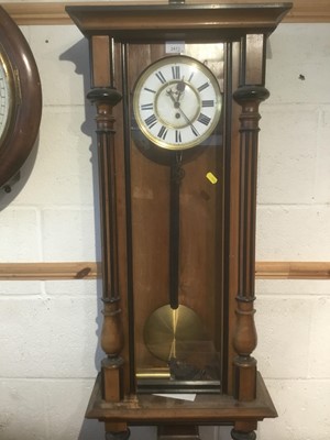 Lot 2413 - Late 19th century Vienna style wall clock in walnut and ebonised case