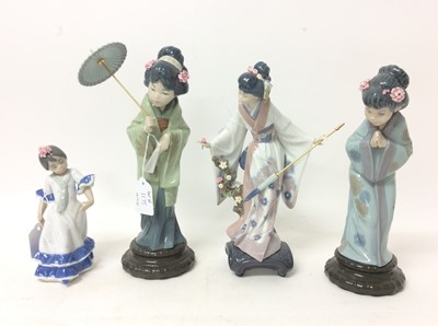 Lot 1175 - Four Lladro porcelain figures - Geisha girls