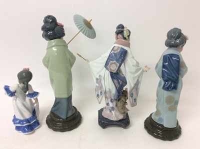 Lot 1175 - Four Lladro porcelain figures - Geisha girls