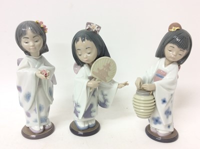 Lot 1178 - Five Lladro porcelain figures - Geisha girls