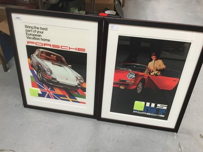 Lot 1885 - Two reproduction Porsche 911 advertising posters, mounted in glazed frames, together with three framed photographs of a Porsche 911 (5)