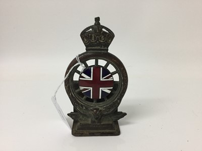 Lot 1877 - Edwardian RAC brass car badge with enamel Union Jack