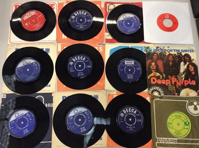 Lot 2079 - Carrying case of 100 single records including Troggs, Small Faces, Them, Headm Fleetwood Mac, Free, Hawkwind, ACDC, Motorhead, Amboy Dukes, Sweet, Ten Years After and Traffic- mostly VG to EX. Also...