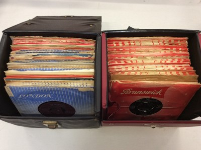 Lot 2081 - Carrying case of single records and EP's including Tommy Tucker, Fats Domino, Buddy Holly, Casillacs, Chimes, Jan and Dean, Jimmy Justice, Eddie Cochran, Bo Diddley, Bill Haley and Marty Wilde toge...