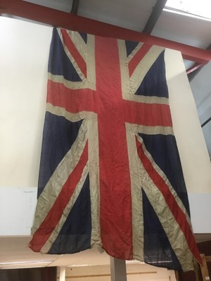 Lot 2404 - Second World War period Union Jack stitched canvas flag, stamped in ink '4yd Jack'