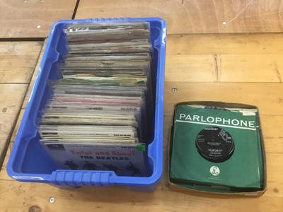 Lot 2101 - Selection of Beatles EP's and singles (approximately 125) conditions vary considerably, some multiple copies, included is The strawberry field picture sleeve (R5570) version and several overseas pr...