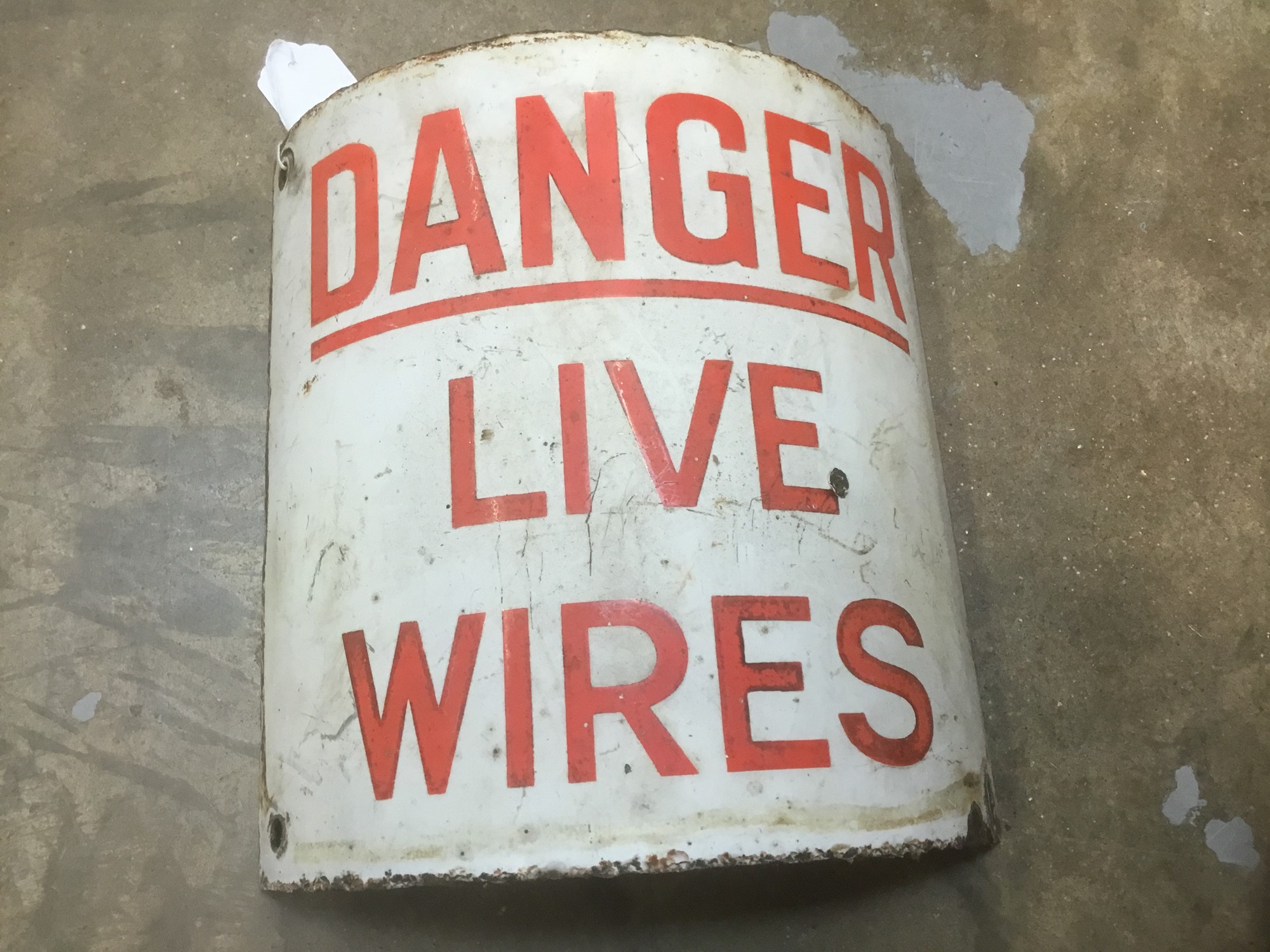 Lot 2426 Vintage Curved Enamel Warning Sign Danger 6980