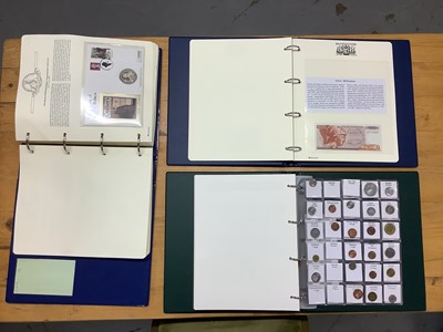 Lot 579 - World - Mixed coins, banknotes, stamp coin covers to include brilliant uncirculated issues in nine collectors albums