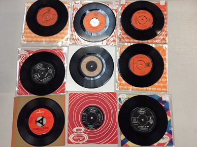 Lot 2105 - Box of 140 plus single records including the redcaps, the rip chords, the applejacks, Little Steve wonder (rare German cbs copy), Gary walker, billy joe royal dodie west, lulu, tornados Peggy Dee,...