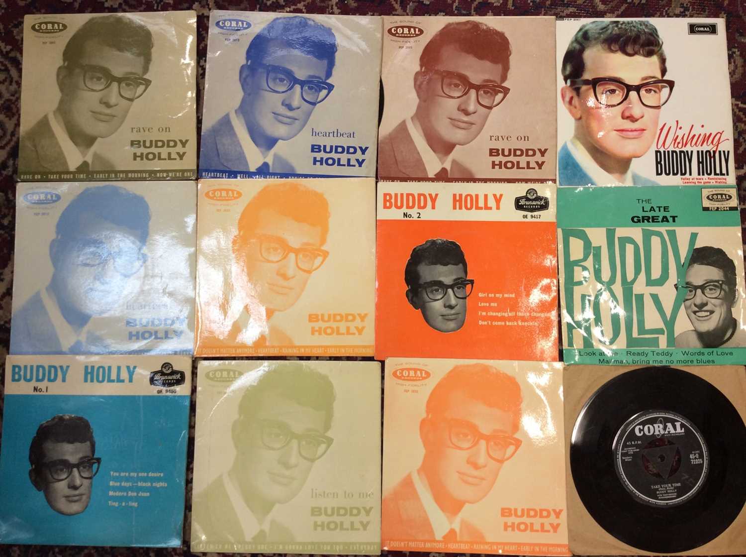 Lot 2109 - Outstandng collection of Buddy Holly EP's (11) and singles (35) in mostly ex condition, some possibly are played