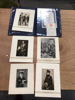 Lot 1415 - Autograph HRH Edward Duke of Windsor (formerly HM King Edward VIII) signed bookplate with five portrait photographs of the Duke in various uniforms and as a midshipman