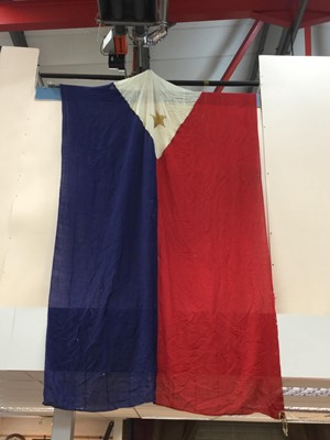 Lot 2431 - Second World War period Philippine stitched canvas flag, 369 x 178cm overall