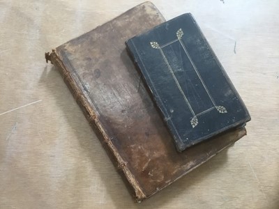Lot 1713 - 18th century French hand written song book, together with 1692 book of prayers