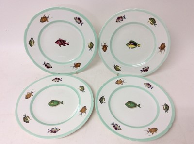 Lot 1211 - Scarce set of four Shelley Fish plates, each decorated with tropical fish, printed marks 'retailed by Rowland Ward, Nairobi, Kenya', each 20.6cm in diameter (4)