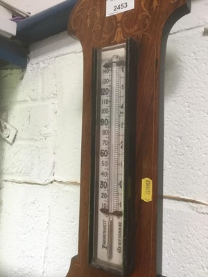 Lot 61 - Edwardian Rosewood Aneroid Barometer thermometer with inlaid decoration